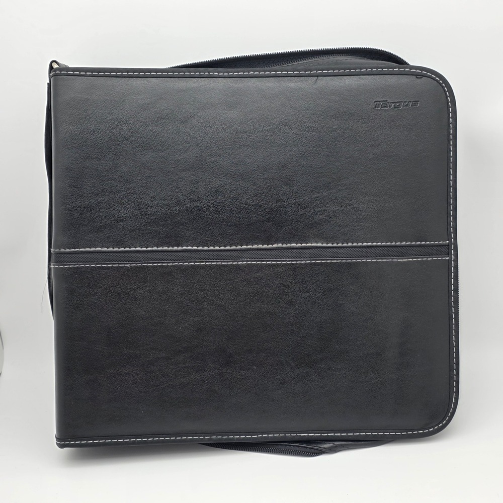 Targus 256 CD DVD Storage Binder Case Black Faux Leather Zip Media Organizer - Picture 2 of 12